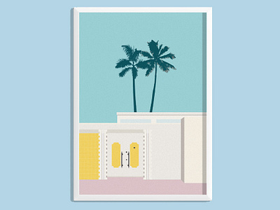 Palm Springs Yellow Door Frame architecture digital art graphic design illustration mid century palm springs poster print print design usa wall art