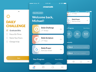 Crossroads Church Mobile App card ui mobile app mobile app design mobile card ui mobile gradient