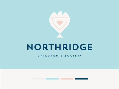 Children's Society Logo blue child children coral dove geometric heart identity logo logotype mark orange protection safe shield silhouette sky