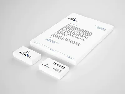 Branding for Adroit branding business card design engineering letter logo