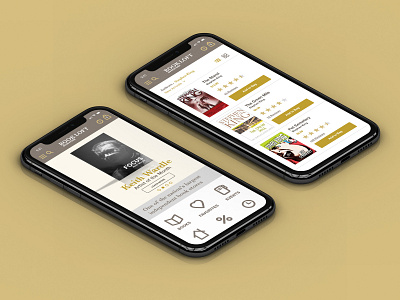 BookLoft Mobile books gold heart iphone list mobile mockup phone shopping ui uidesign website