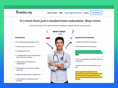 Gradaway use cases case study design fintech sales page ui ux web design website