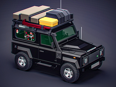 My defender 3d 3d art camper car cgi d90 defender illustration isometric land rover offroad render vectary