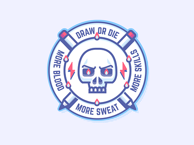 Draw Or Die - Sticker Mule Shot bolt colors dizzyline flame illustration lightning pen skills skull sticker stickermule