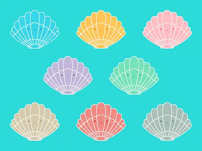 Seashells cute illustration kawaii ocean sea seashell vector