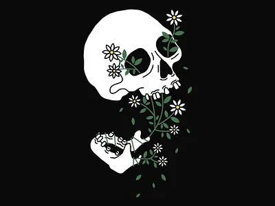 Growing Pains flower illustration plants simple skull vector