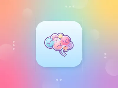 Happy Brain App Icon app brain colorful design flat gradient happy icon illustration management mobile task vector