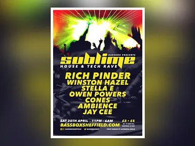 Sublime - House & Tech Rave brand branding concept design event illustration logo poster print rave sheffield sketch vector