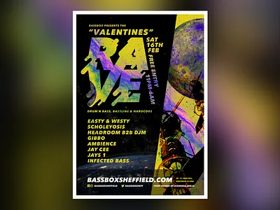 The Bass Box "Valentines" Rave brand concept design event logo poster print sheffield sketch vector