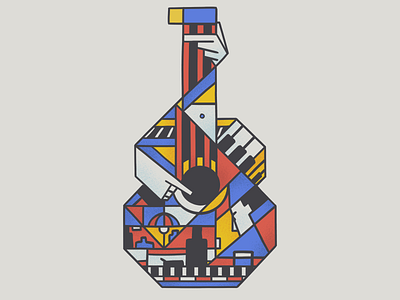 Calle Melancolia bar design face guitar guitarra illustration music night primary colors uruguay