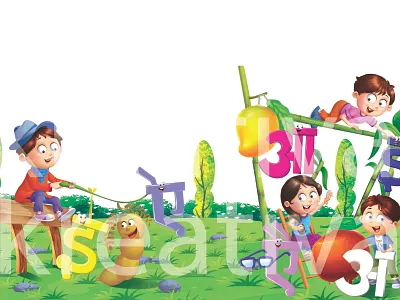 Akshar Sarthi 2dcartoon animation branding childrensbookillustration design fun time hindiartforkids illustration illustration art logo ui