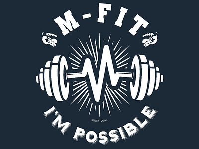 M-Fit fitness logo retro vector vintage