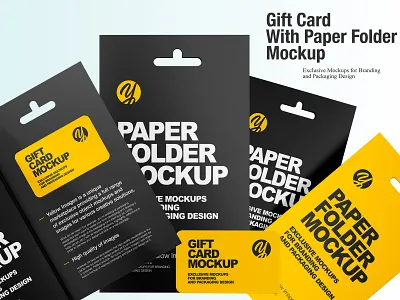 Gift Card With Paper Folder Mockup 3d design mockup mockup tools psd