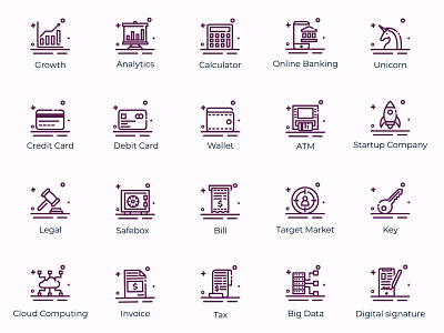 Set of Fintech icons design flat icons icon icon artwork icon design icons design icons set illustration outline icons user inteface