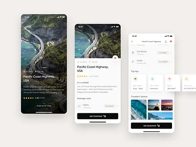 Trippy - Travel App adventure california costs design mobile app roadmap tour travel travel app trip trip planner ui ux visit