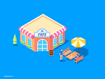 shop 2.5d cafe illustation sketch