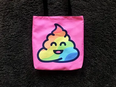 Rainbow Poop Emoji Tote Bag apparel brand branding colorful design emoji icon illustration logo rainbow tote bag totebag