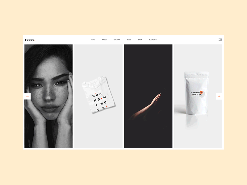 Fuego - Portfolio Columns agency black clean colors creative design digital home homepage slider ui ux web web design wordpress yellow