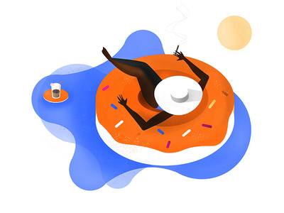 Donut worry! blob blue colorful computer design donut drink flat graphic illustration photoshop pool programming relax relaxed software studio studiosoftware sun