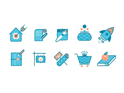 Icon set for fish online store branding design icon illustration ui vector web