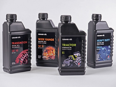 GrandOil - Motor oil packaging design label design motor oil packaging design