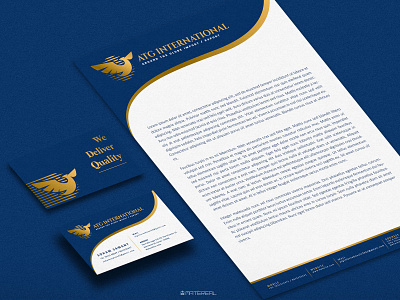 ATG International Business card and Letter head design blue brand brandidentity branding busines busines card design dribbbler gold graphic design identity identity design letter letterhead logo logodesign