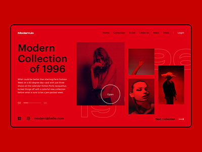 Fashion blog - Modern.io app article black white blog blood combination contrast debut fashion fashion app font inspiration ipad landing page list modern pictures promo red web app