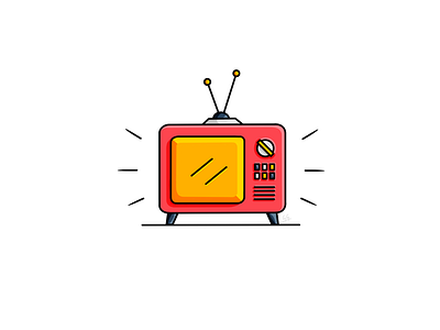 Retro TV 3d artwork bright digital design flat flat icon graphic icon illustration line art line work monoline outline procreate retro shapes television tv vector