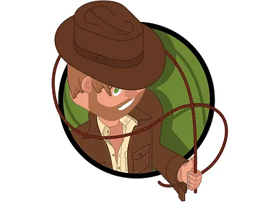 Indiana blanc chapeau fouet illustration isomatric superhero vector