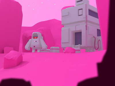 Cosmo scene 3d astronaut concept game illustration