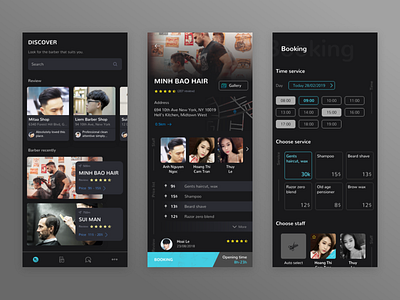 UI Barber Shop adobe xd barber darkmode ux ui