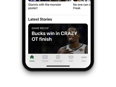 Milwaukee Bucks iOS App Redesign app ios ios app ios app design ios design iphone mobile nba redesign ui