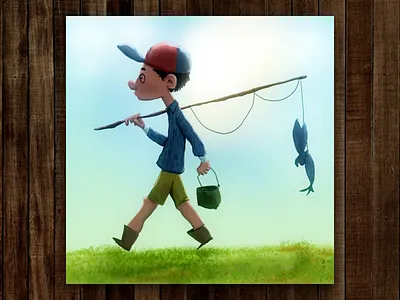 Gone Fishing artwork cartoon cartoon art character design comic art digital artwork illustration photoshop wacom