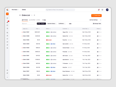 Ecomiq - Order List in a SaaS eCommerce Management Platform crm customer relation management dashboard digital store ecommerce online retail online shop online store order management order tracking product design saas saas design sales store builder ui ux web app web builder web design