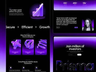 PrismaLP // Professional Services, UI Kit, Blog & Editorial Webs 3d crypto projects cryptoinvestment cryptolandingpage dark digital investment platform gradients investment landing page mesh mesh gradients motion graphics saas tech ui web3