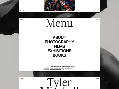 Photographer’s Website Design – Navigation clean design desktop grid layout minimal navigation typography ui ui design ux ux design web web design website