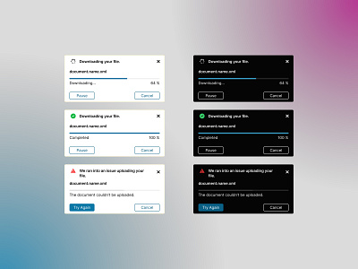 Smart File Upload Notifications cancel design errornotifaction figma file fileuploader folder notification notificationfolder notificationpanel product progressbar smartnotification successnotification tabletdesign ui ux