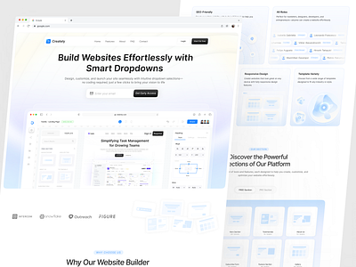 Creately - Web Builder Landingpage 🧩 ai app builder app builder dashboard dashboard builder developer tool emura framer judha low code builder no code platform nocodetools page builder productdesign saas saas design saas landing web builder webdesign webflow website builder