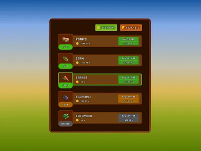 Tycoon Game UI Design 🌽 design game tycoon ui web