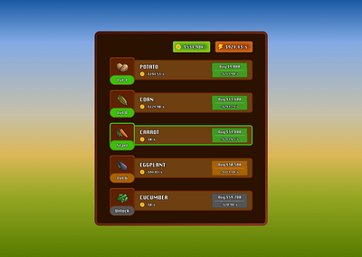 Tycoon Game UI Design 🌽 design game tycoon ui web