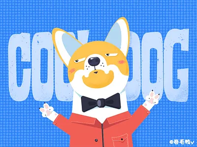 Handsome dog blue clean color design dog illustration illustration art style ui