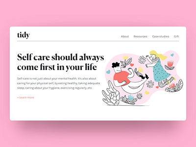 Hero Section with Self Care Illustration art branding design illustration ui ux web design