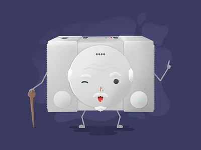 In my time... character console drawing game game art gaming grandpa handdrawn illustration one placeholder playstation procreate psone
