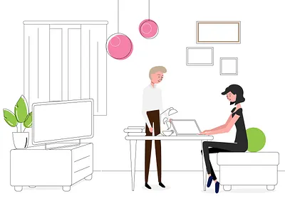 Woman Working home laptop room woman working