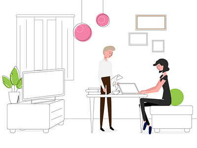 Woman Working home laptop room woman working