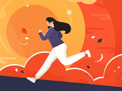 Running Girl design flat girl illustration running