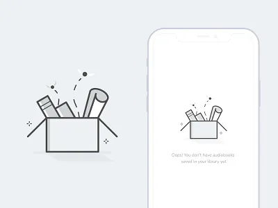 Empty State Box (Light Mode) audiobooks blank state books box empty box empty state illustration ios iphone x paper snitch ui