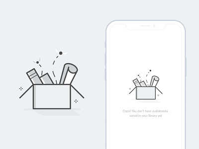 Empty State Box (Light Mode) audiobooks blank state books box empty box empty state illustration ios iphone x paper snitch ui
