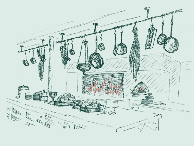 Hearth and Hound california cooking fire gif gif animation illustration kitchen losangeles pots restaurant