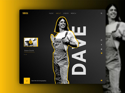 Prototipo Web Nirvana - Dave appdesign dave grohl design developer diseño frontend graphicdesgn grunge html 5 html css music nirvana rock ui userinterface ux web webdesig website